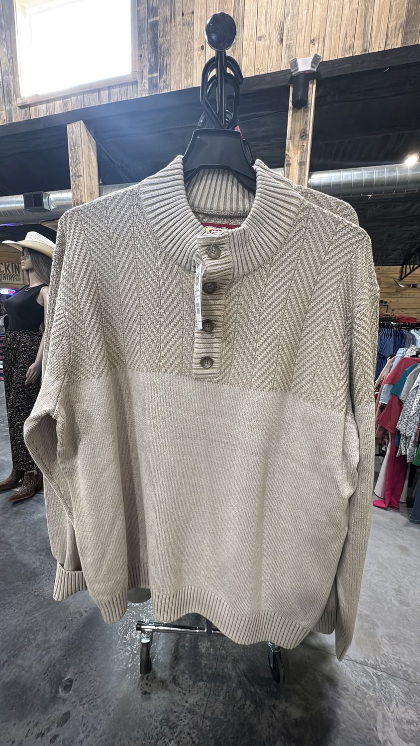 Cinch Men&#39;s Cream Button Sweater