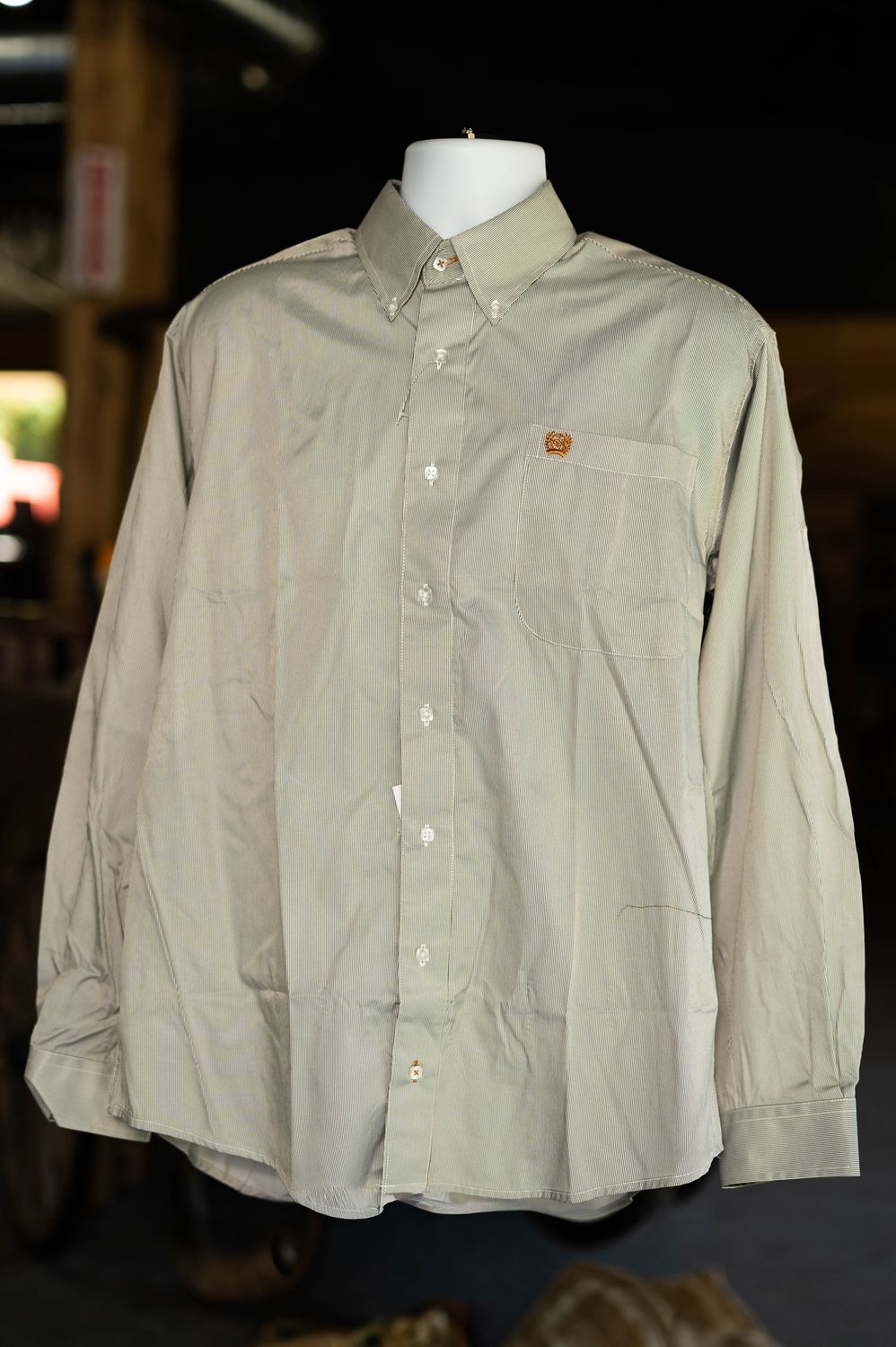 Cinch Men&#39;s Tencel Mini Stripe Long Sleeve Button-Down Western Shirt