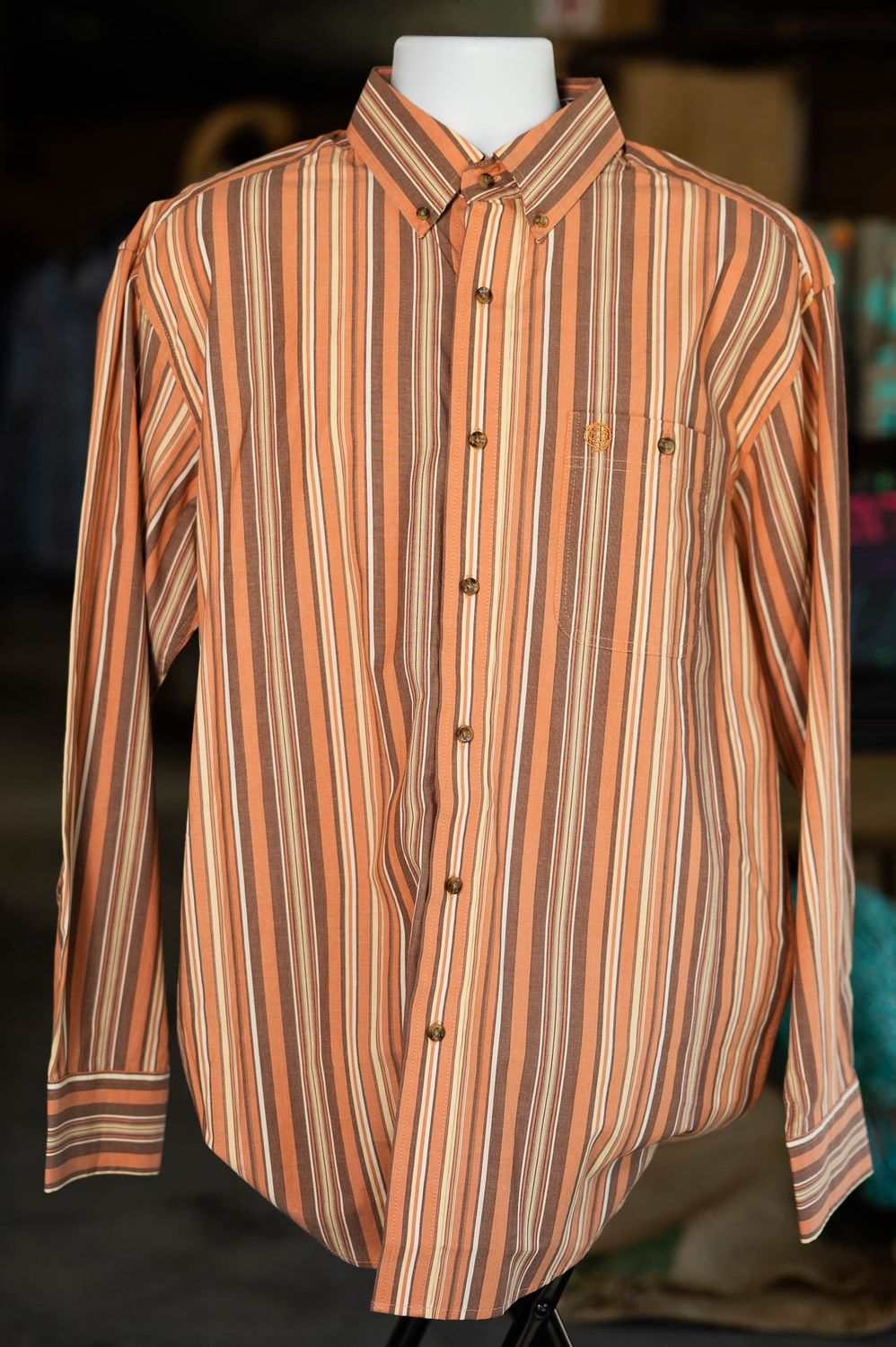 Wrangler George Strait Collection Peach Long Sleeve Button Down