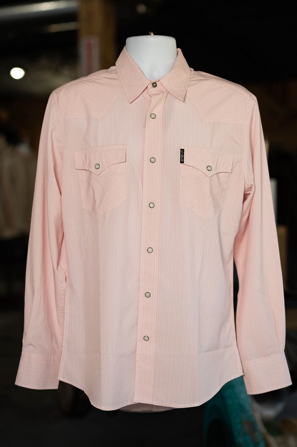 Cinch Men’s Modern Fit Pink Stripe Pearl Snap