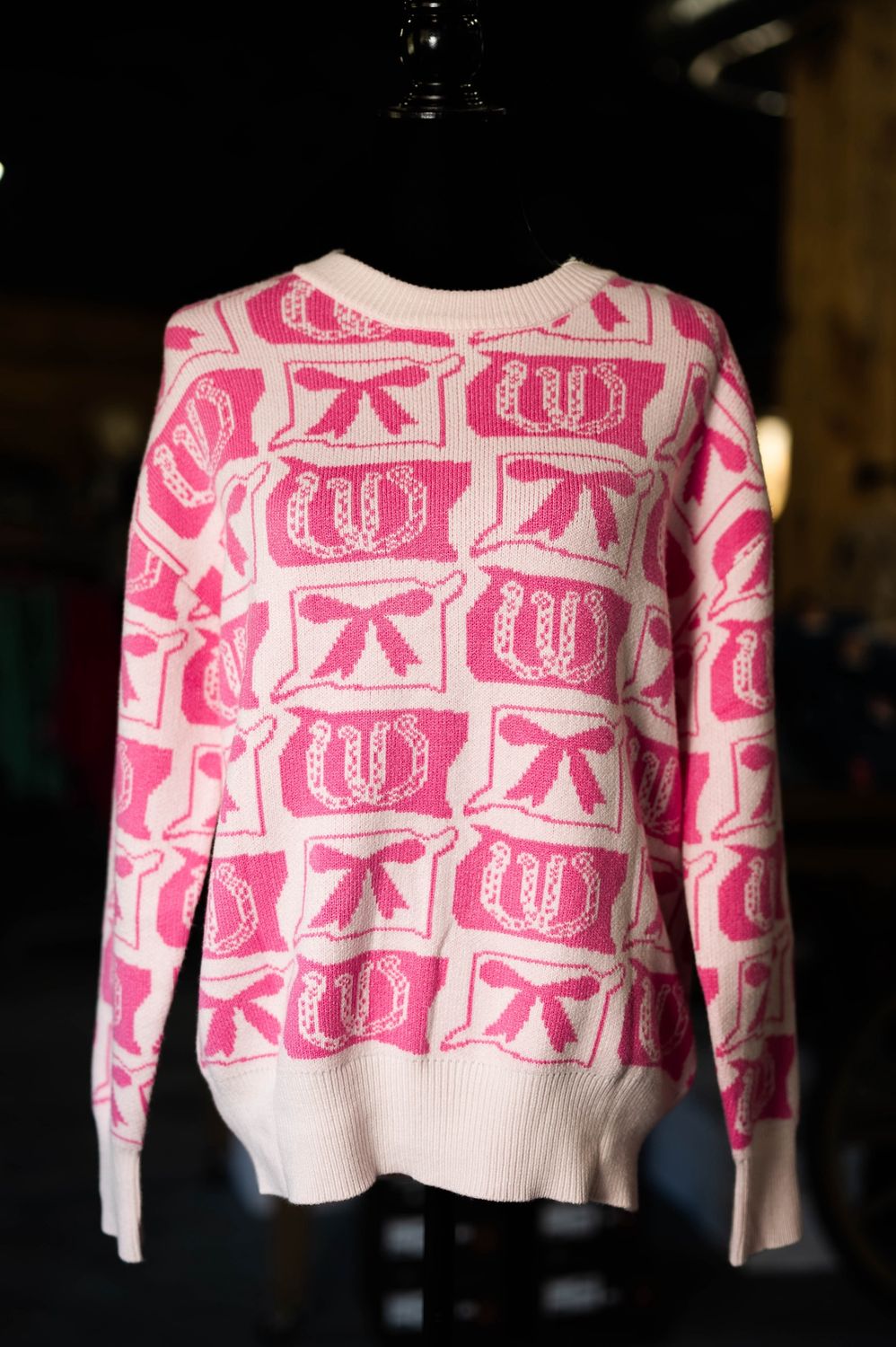 Womens Pink Western Sweater