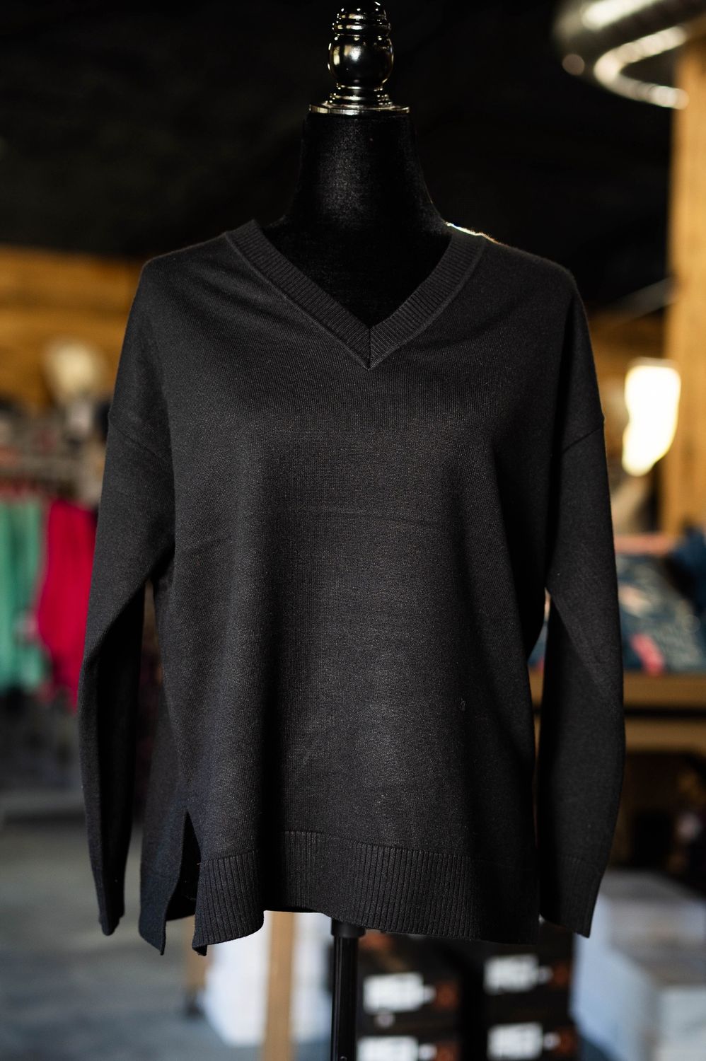 Womens Black V Neck Sweater