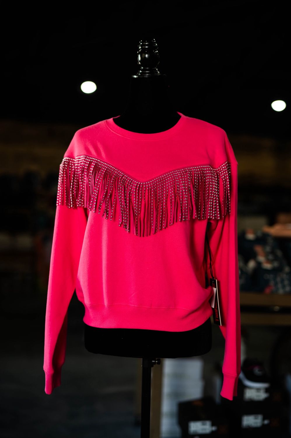 Rock &amp; Roll Studded Fringe Crewneck
