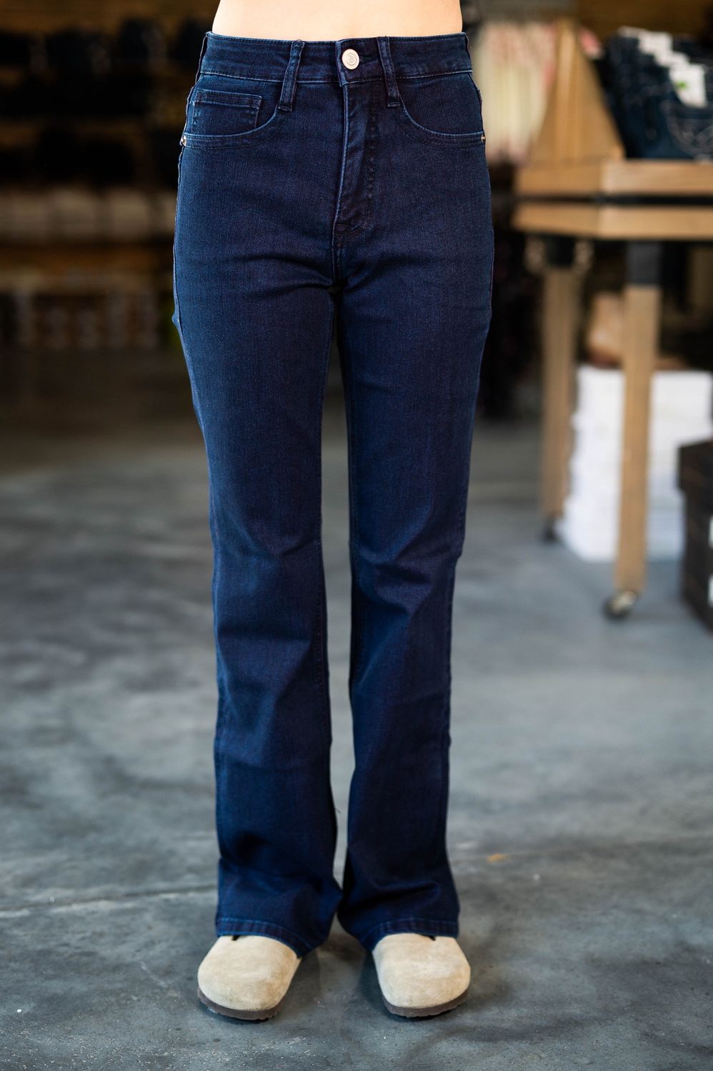 women’s rock&amp;roll two tone denim high rise boot jeans