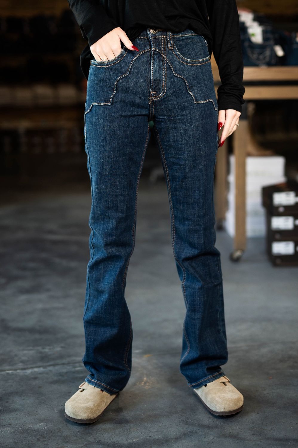 women’s rock&amp;roll western yoke hr mod boot jeans