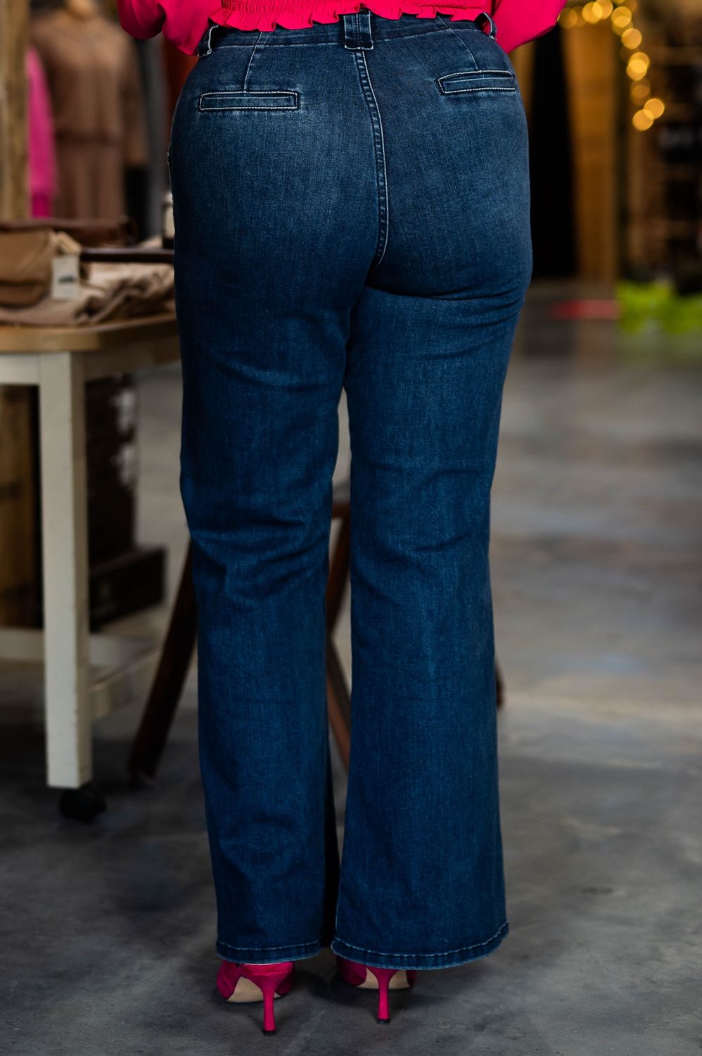 JBD women’s patch picked wide leg flare jeans