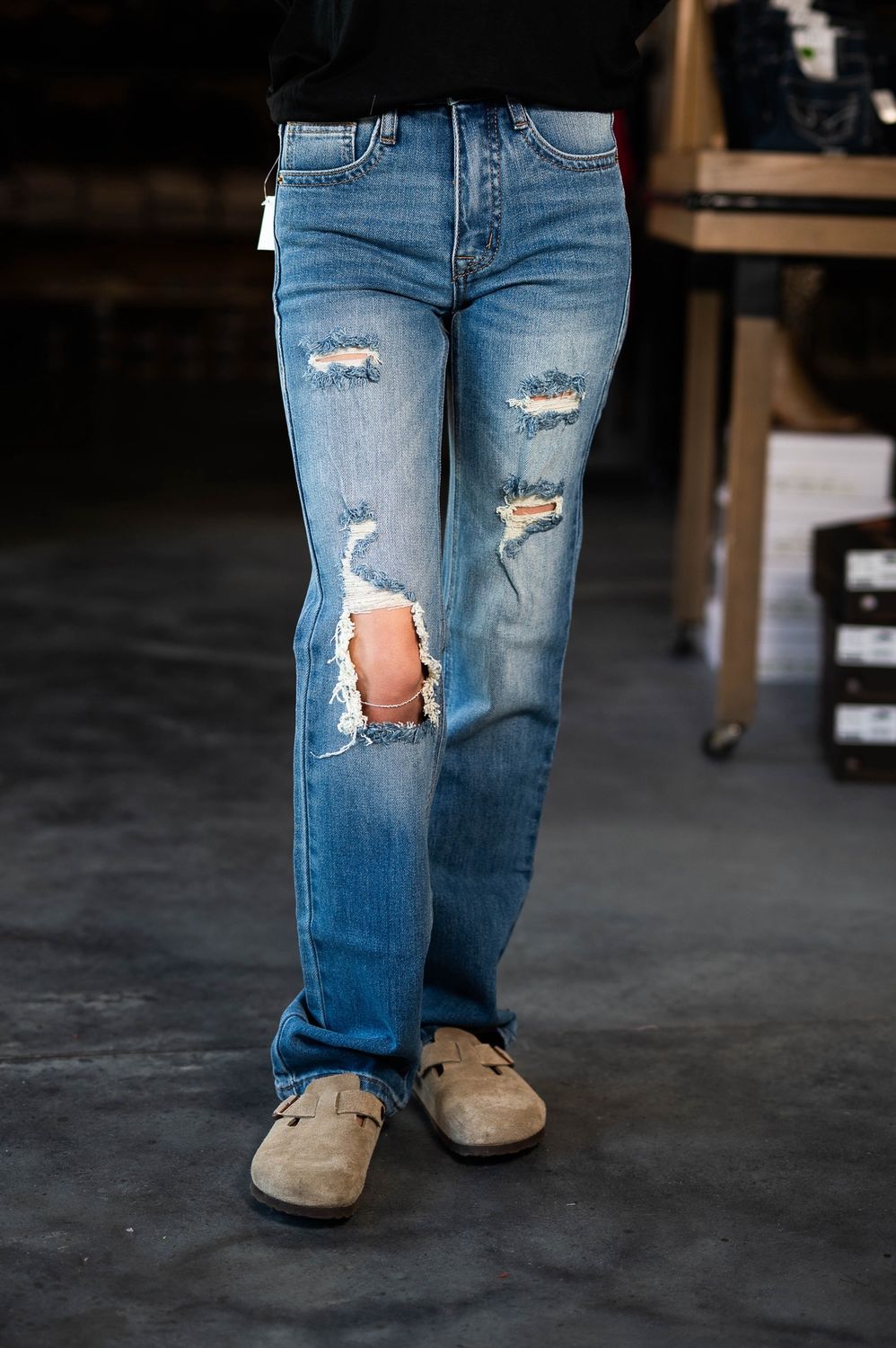 women’s rock&amp;roll med wash modest boot jeans