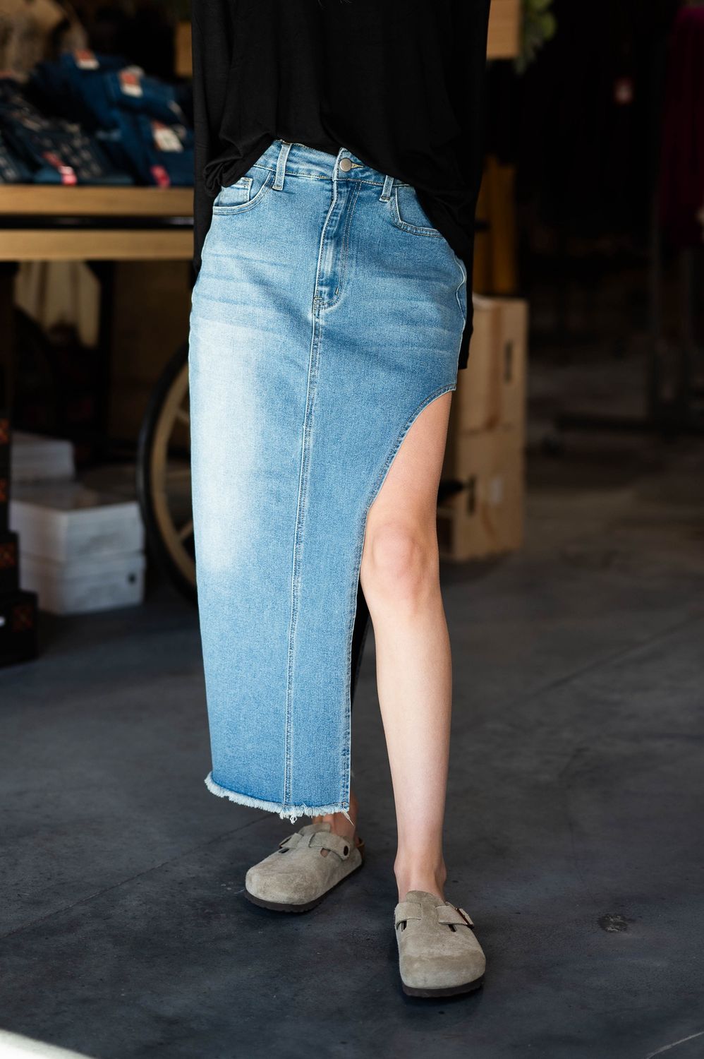 Blue B slit skirt womens