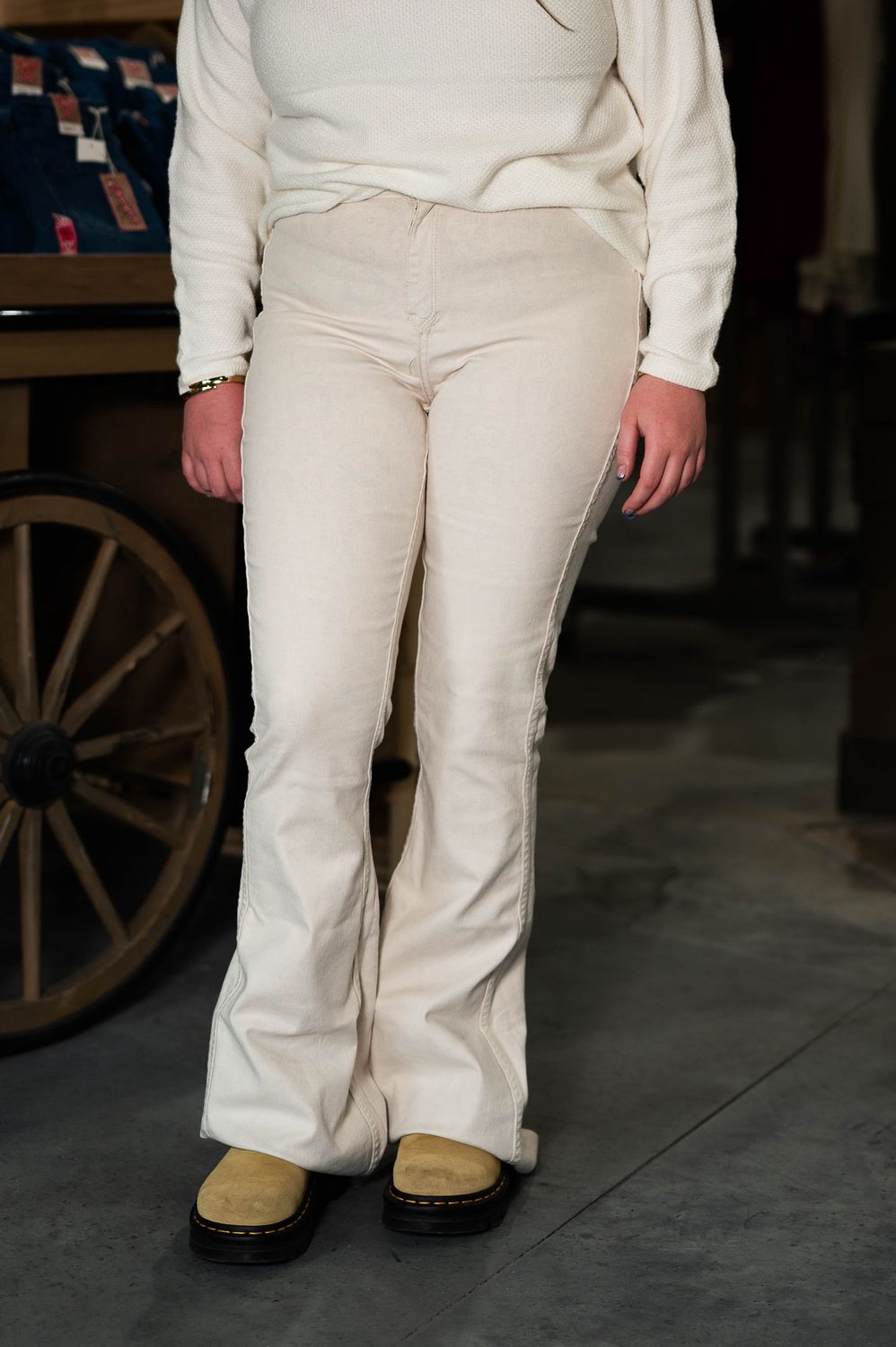 women’s rock&amp;roll reversible floral flare jean