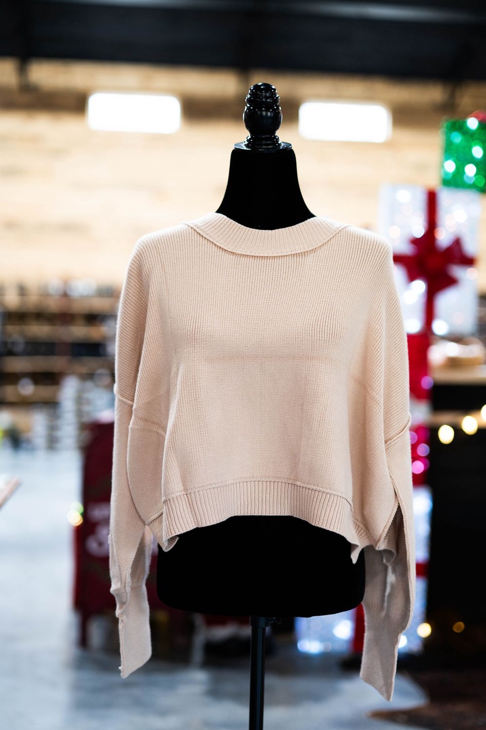 Women’s beige mock neck sweater