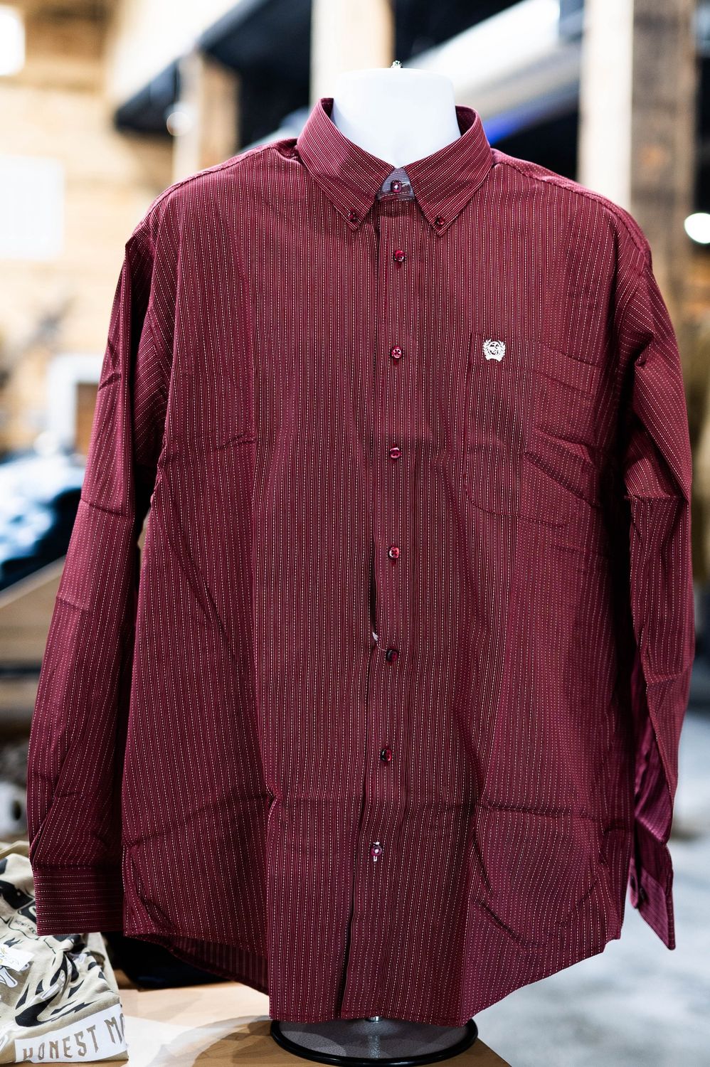 Men’s Cinch Burgundy/White Button Down Shirt