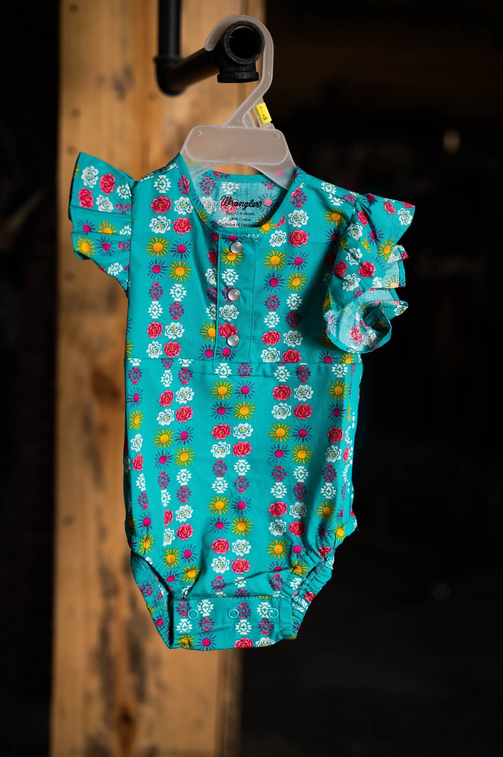 wrangler baby girl blue flower onesie