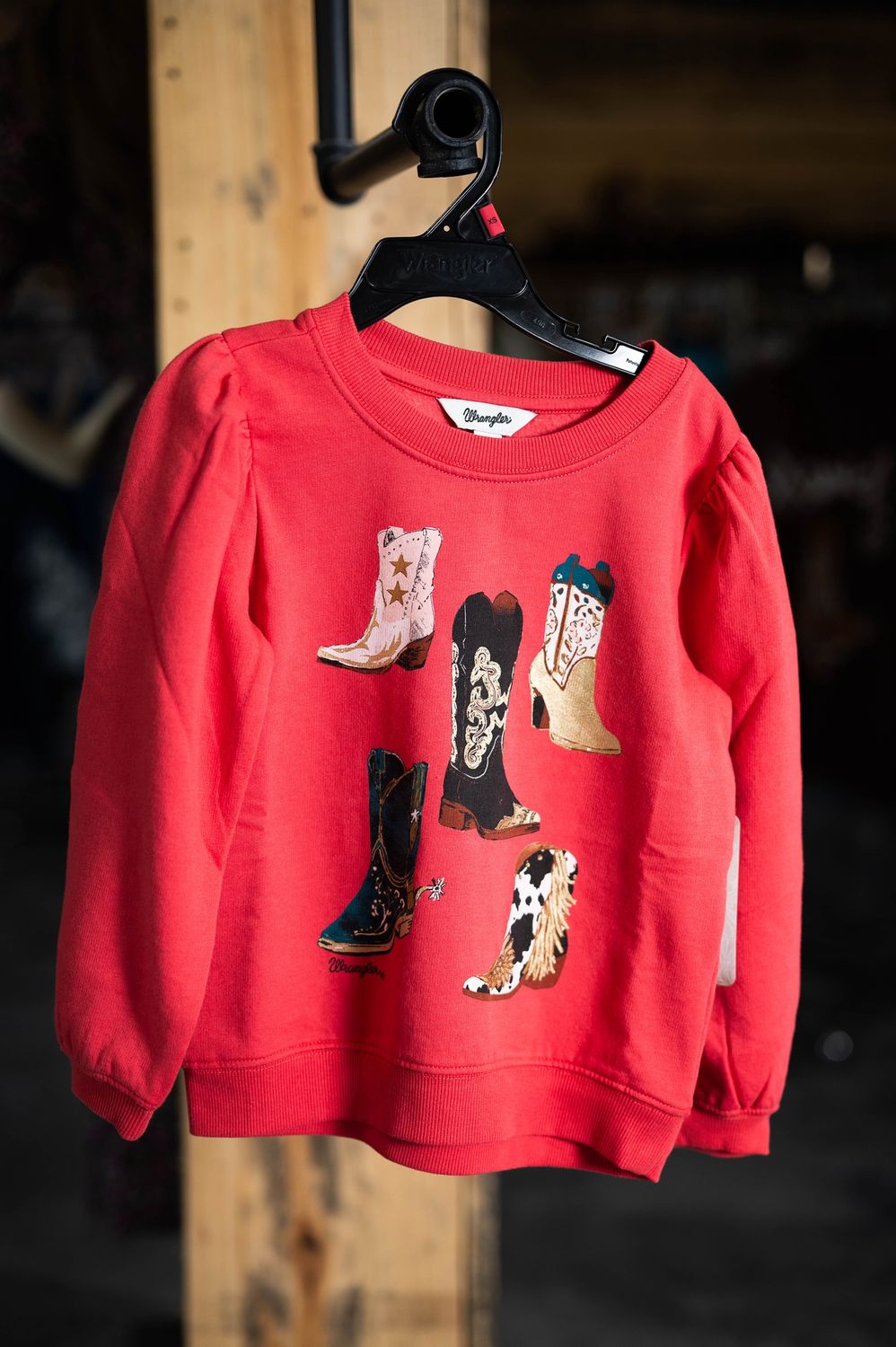 Wrangler girls cowgirl boot crew neck