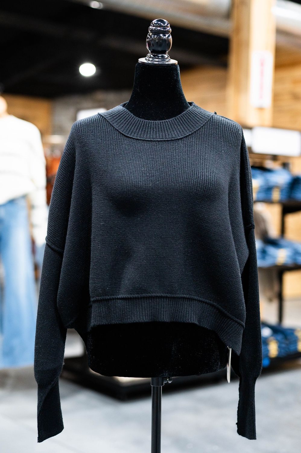 Women’s black mock neck sweater
