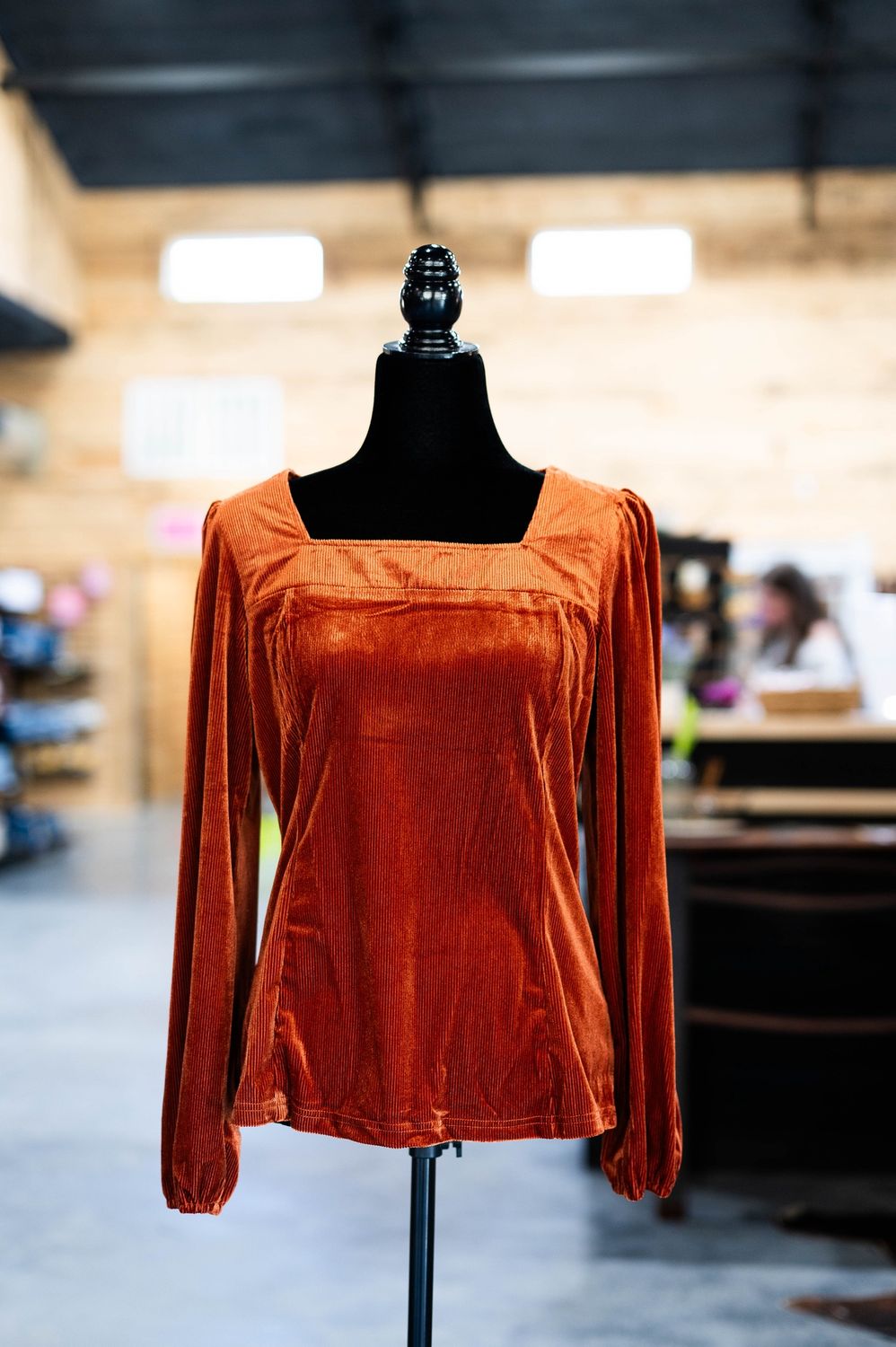 Womens Ribbed burnt orange top