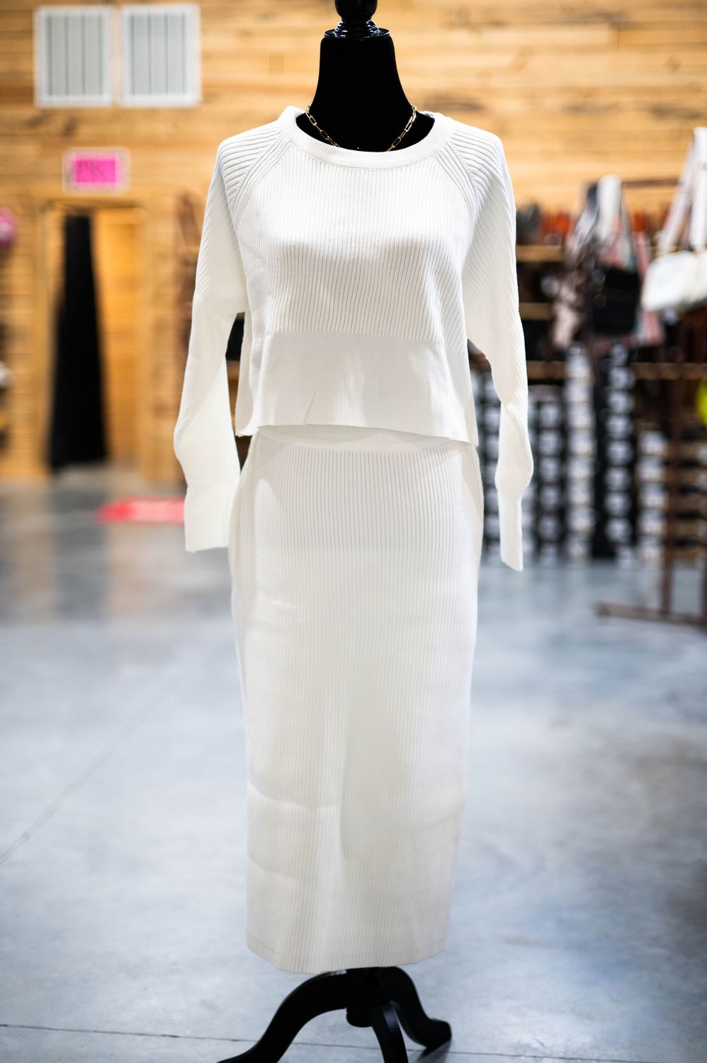 Cream 2 piece skirt and top set