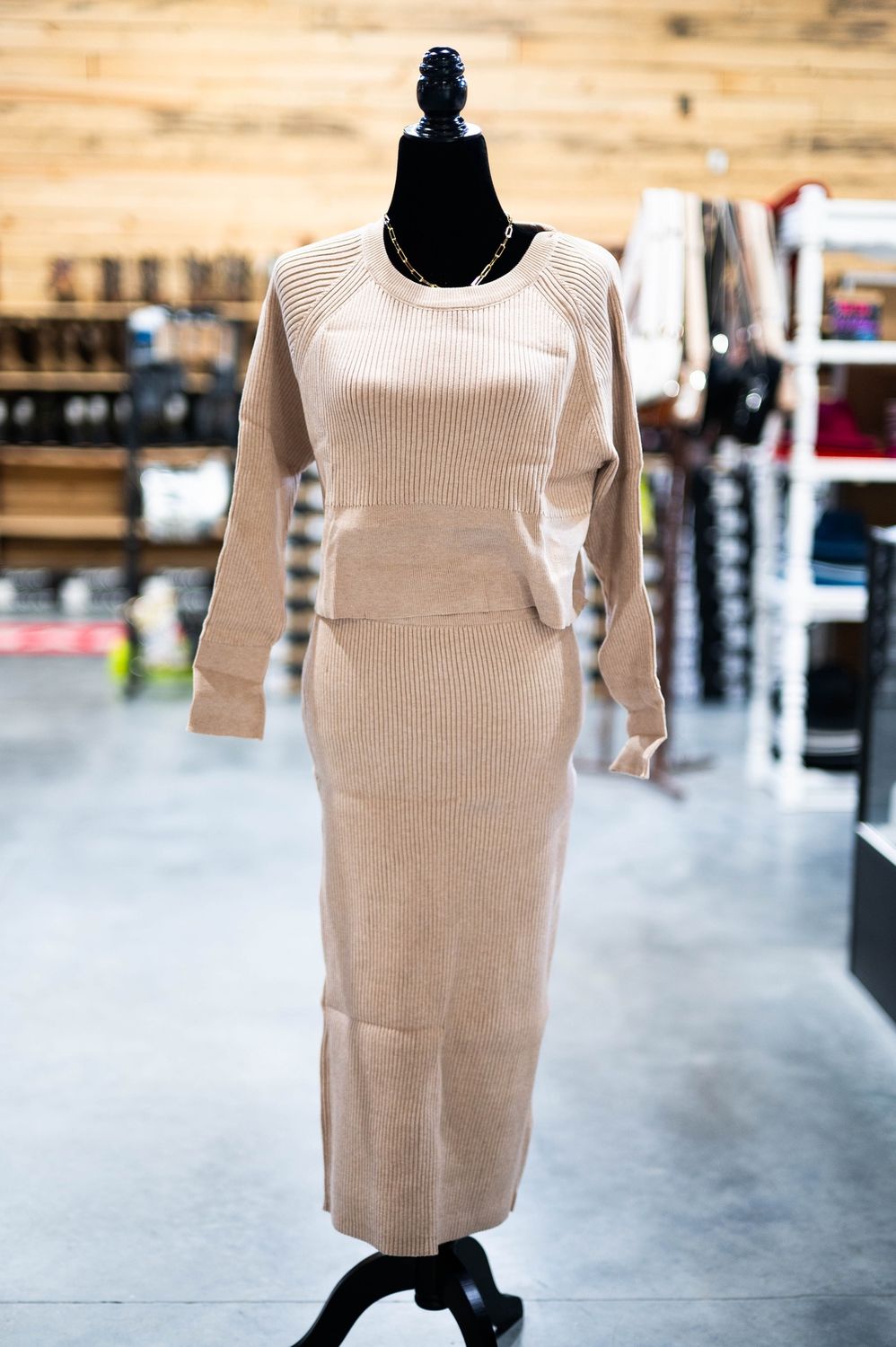 Brown 2 piece set skirt and shirt women’s