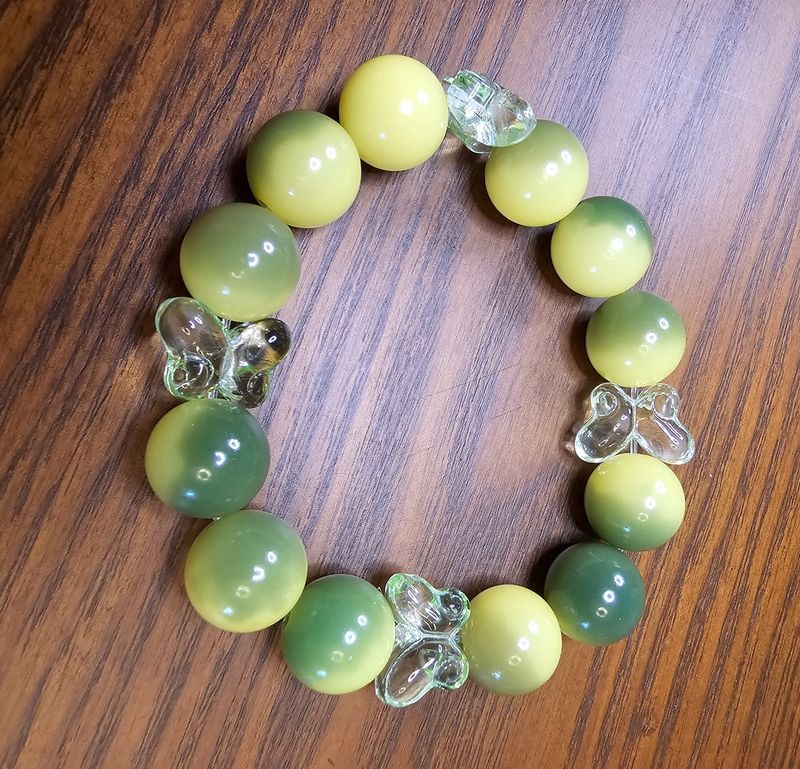 Green bodhi with green butterfly bracelet