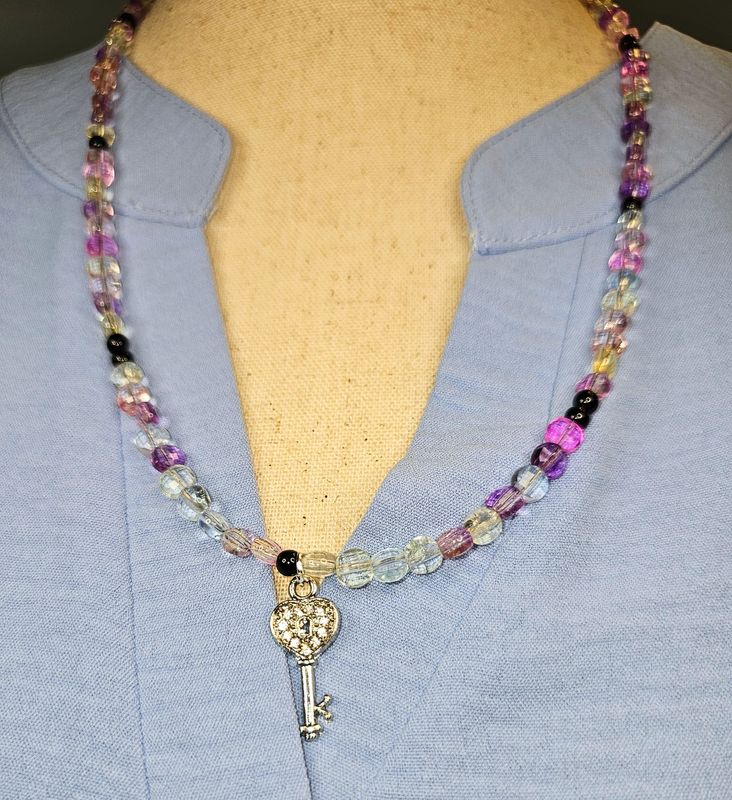Purple mix crystal necklace