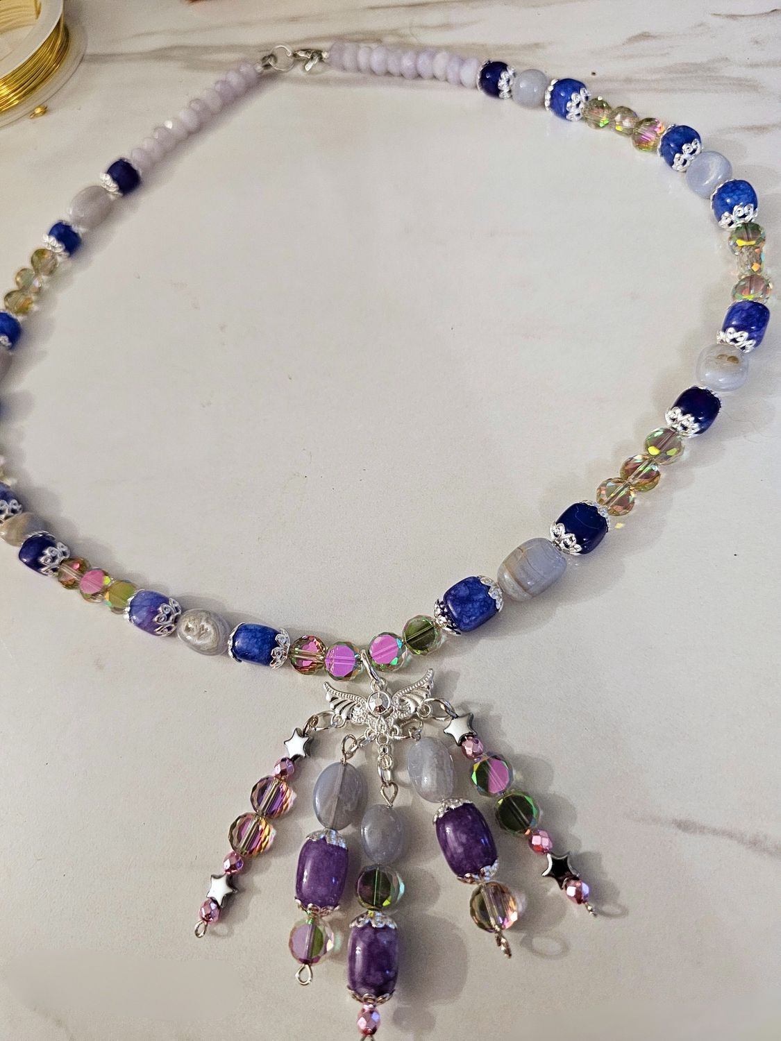 Purple Agate Necklace with pendet