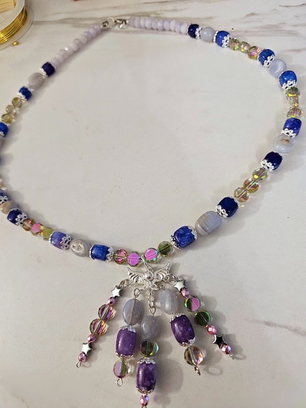 Purple Agate Necklace with pendet