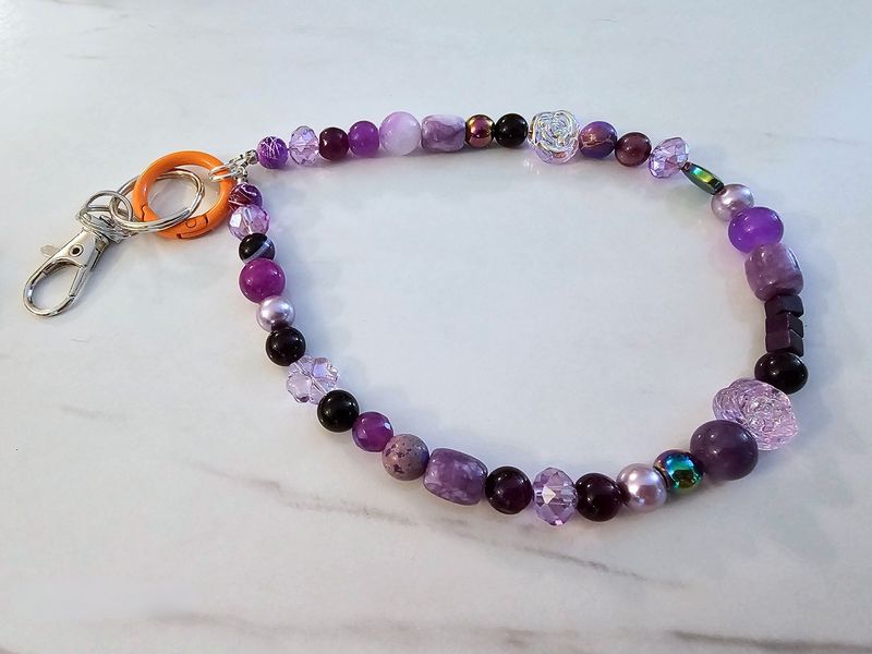 Purple Keychain with Phone Attachment