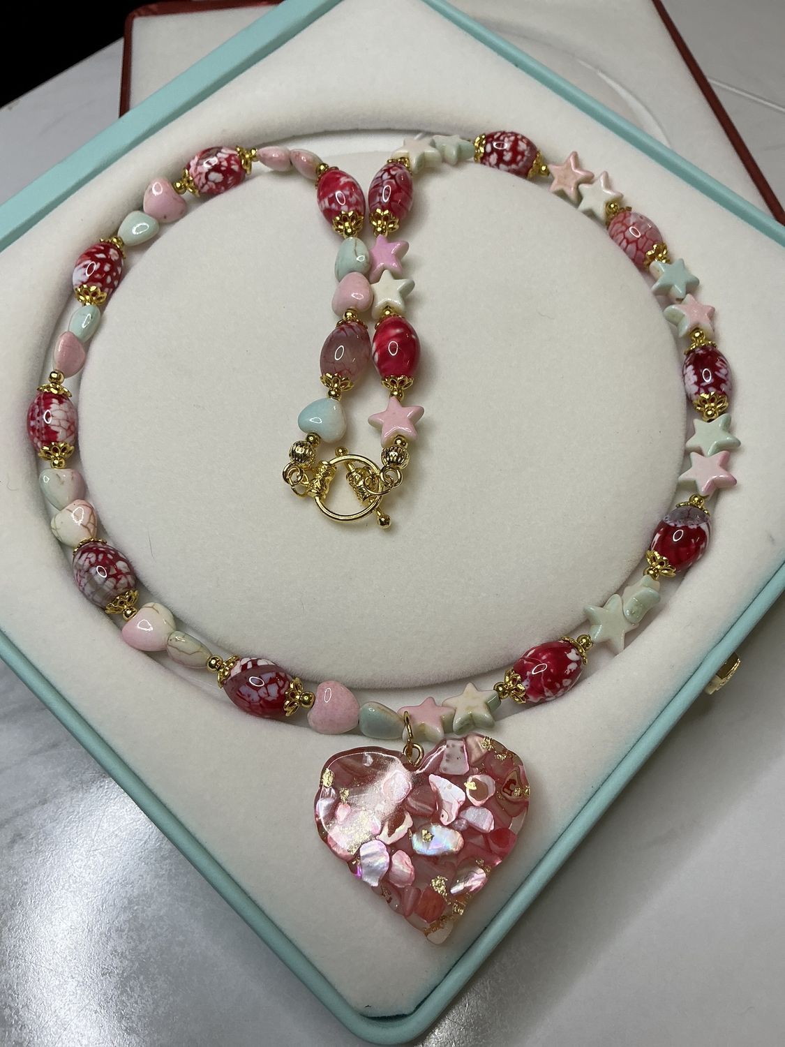 Pink heart necklace