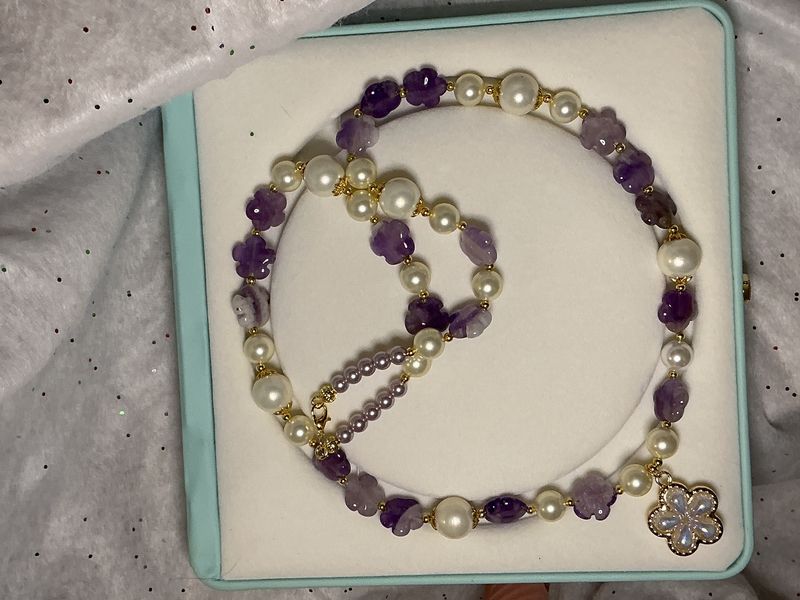 Amethyst clovers with pearls