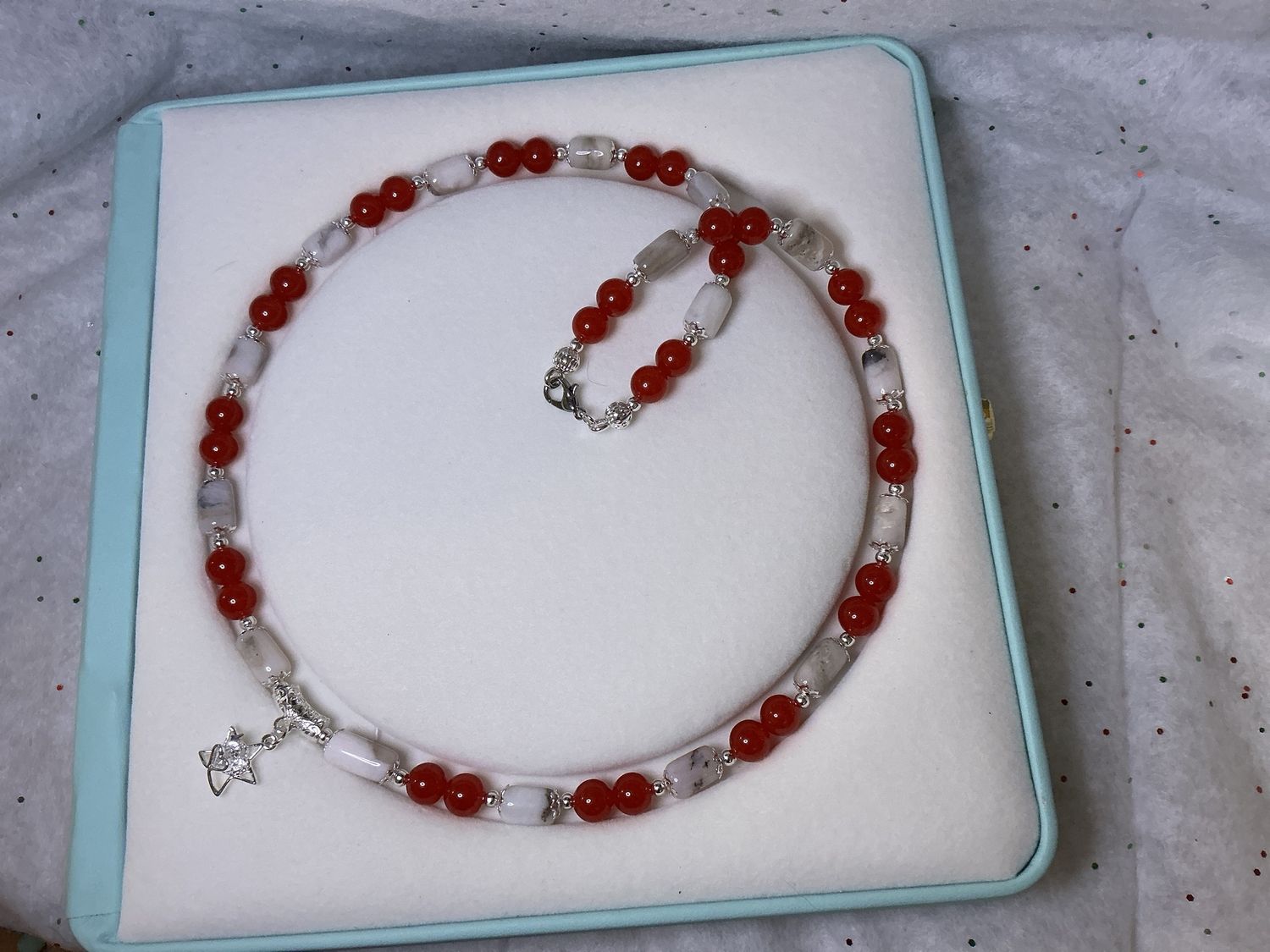 Rose quartz with strawberry beads with charm set