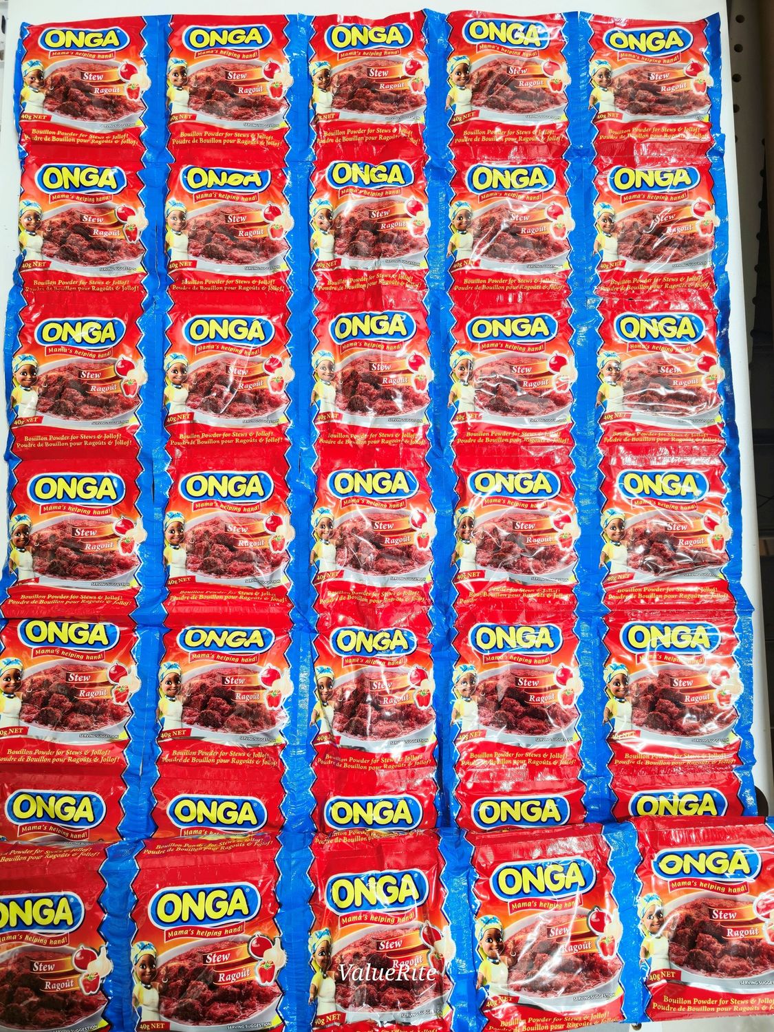 Onga Stew &amp; Jollof Rice Seasoning, Size: Roll of 10 (400g)
