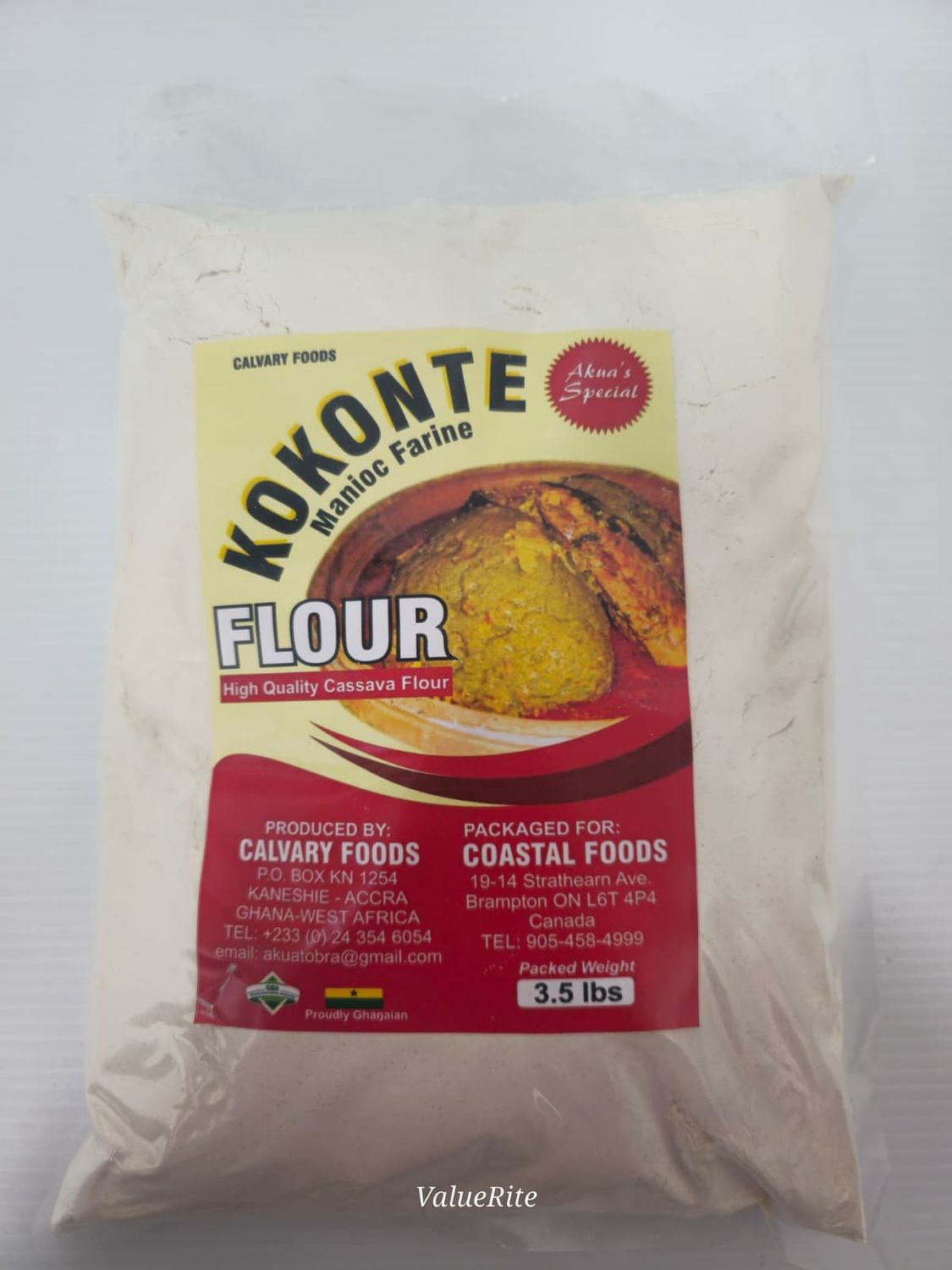 Kokonte Manoic Flour (Cassava Flour), Size: 3.5LB