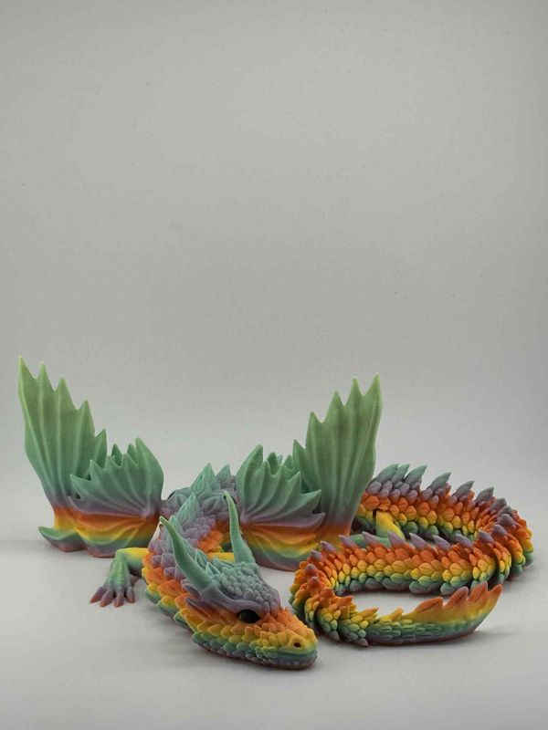 3D Printed Dragon 500mm Rainbow Colour