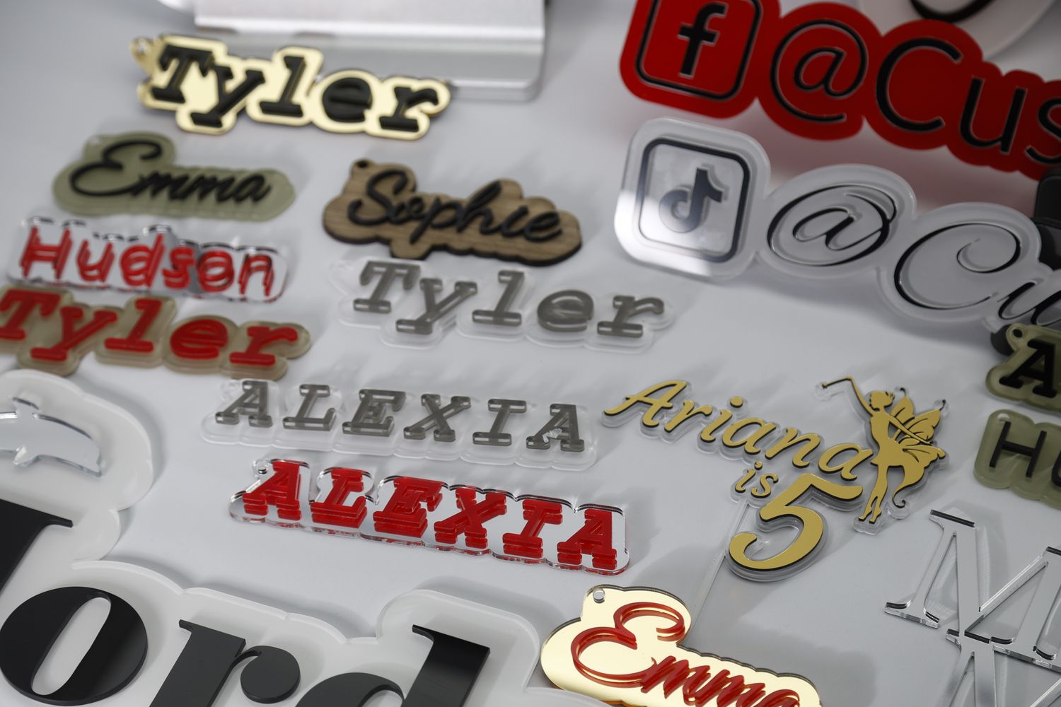 Acrylic - Two Tone Colour Key-Chain Mini Name Tags Acrylic - Two Tone Colour Key-Chain Mini Name Tags