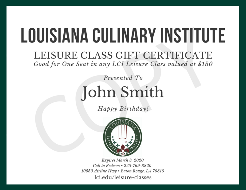 Leisure Class Gift Certificate