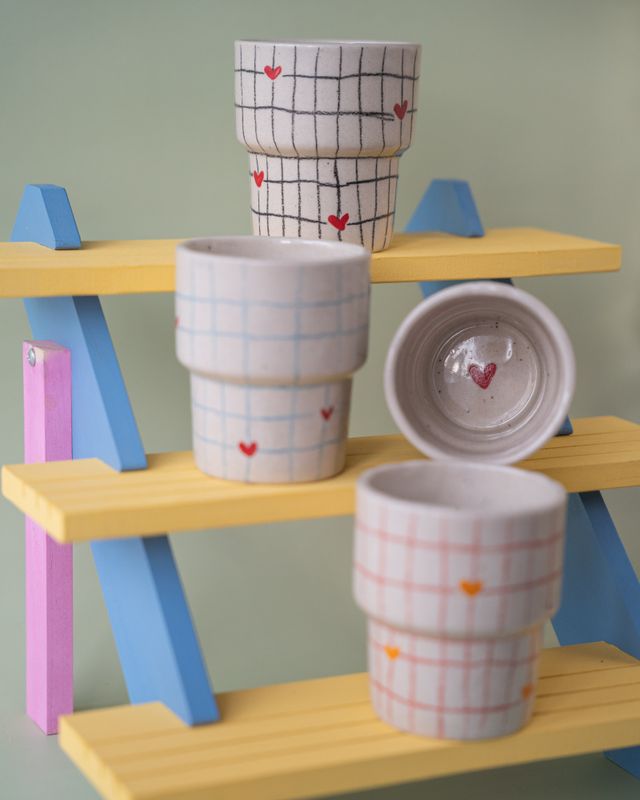 Kubek "Serce z kratkę" #004 czarny