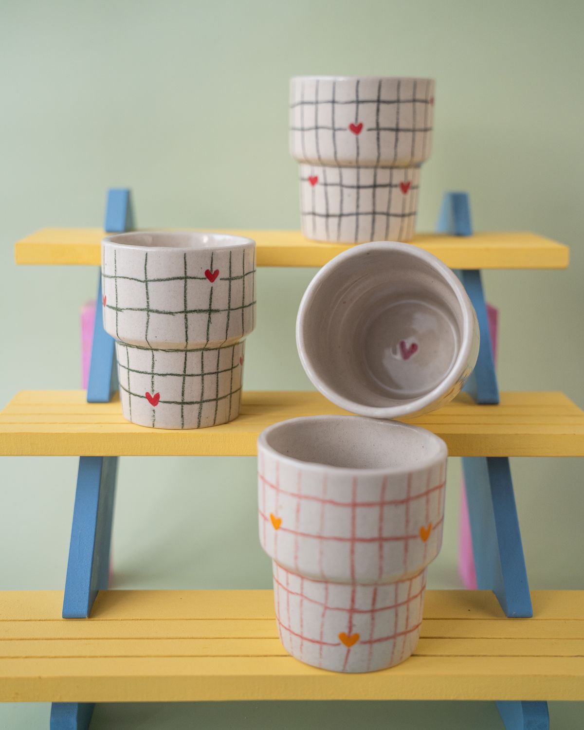 Kubek "Serce z kratkę" #003 zielony