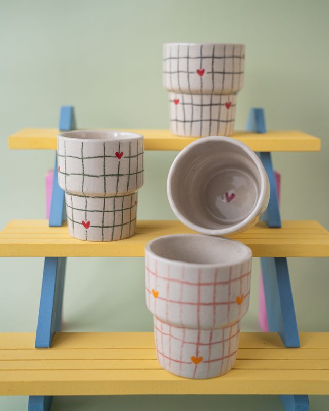 Kubek "Serce z kratkę" #003 zielony