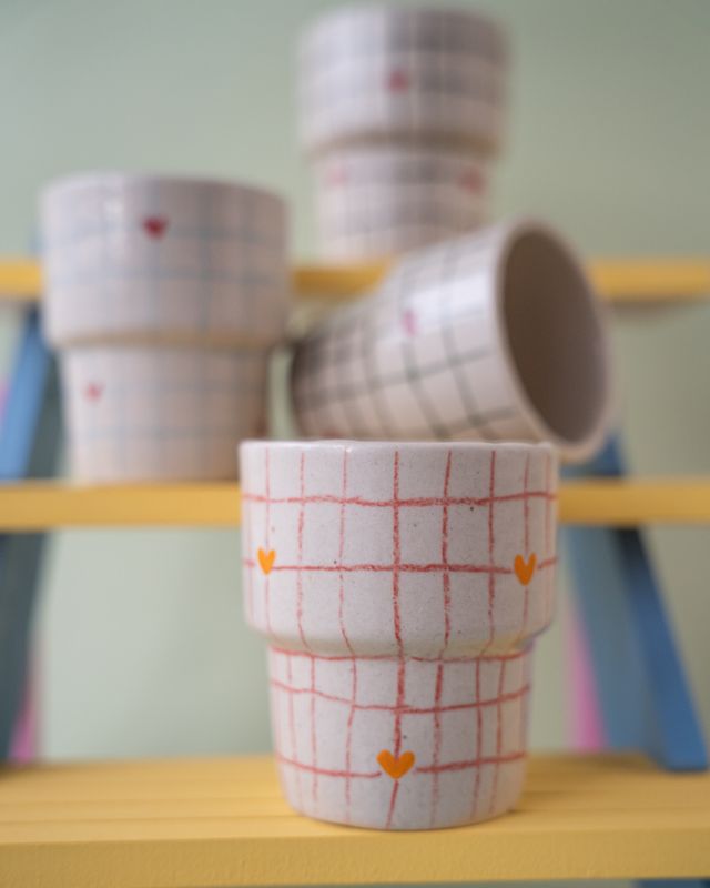 Kubek "Serce z kratkę" #001 czerwony