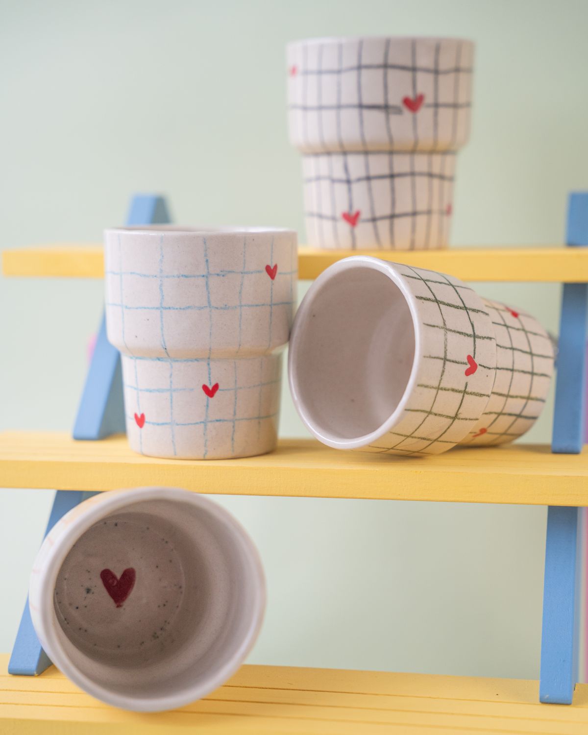 Kubek "Serce z kratkę" #001 czerwony