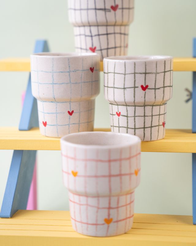 Kubek "Serce z kratkę" #002 niebieski