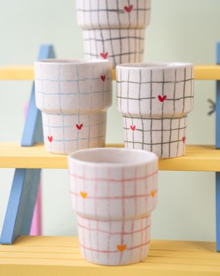 Kubek "Serce z kratkę" #002 niebieski