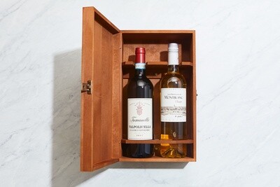 Double Bottle Wooden Wine Gift Box- Dark