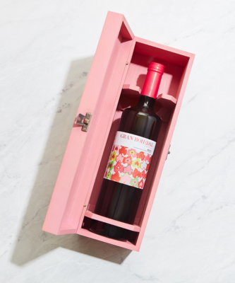 Single Bottle Wooden Wine Gift Box- Pink Single Bottle Wooden Wine Gift Box- Pink