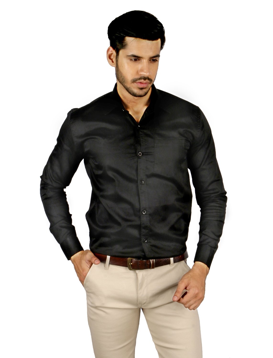 Formal cotton black shirt
