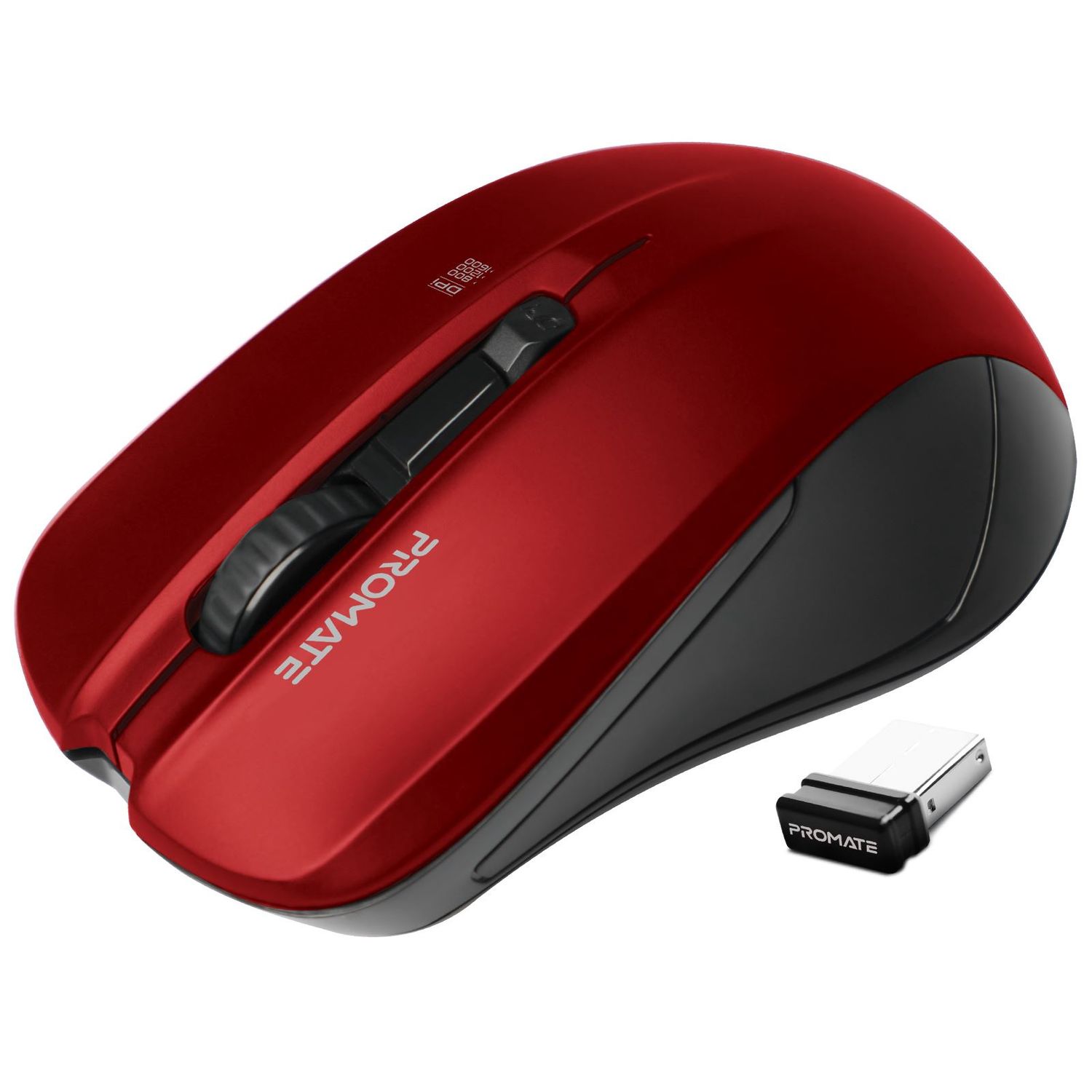 Promate Contour Ergonomic Wireless Mouse - Red