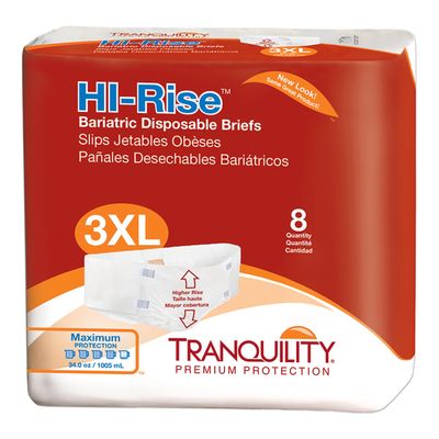 Tranquility Hi-Rise Bariatric Briefs XXXL - 8ct