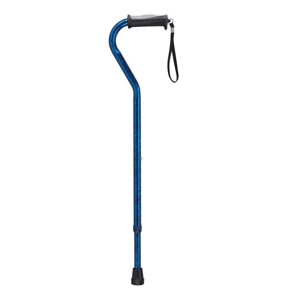 Offset Cane w/ Gel Grip - Blue Crackle