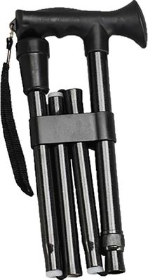 Folding Cane w/ Soft Rubber Handle - Black