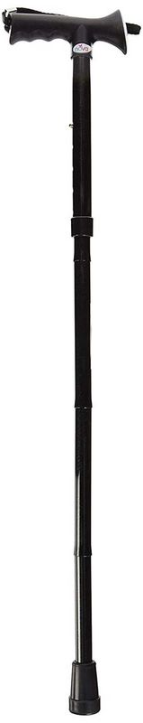 Folding Cane w/ Soft Rubber Handle - Black