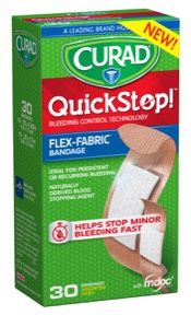 Curad QuickStop Flex Fabric Bandage 30ct Assorted